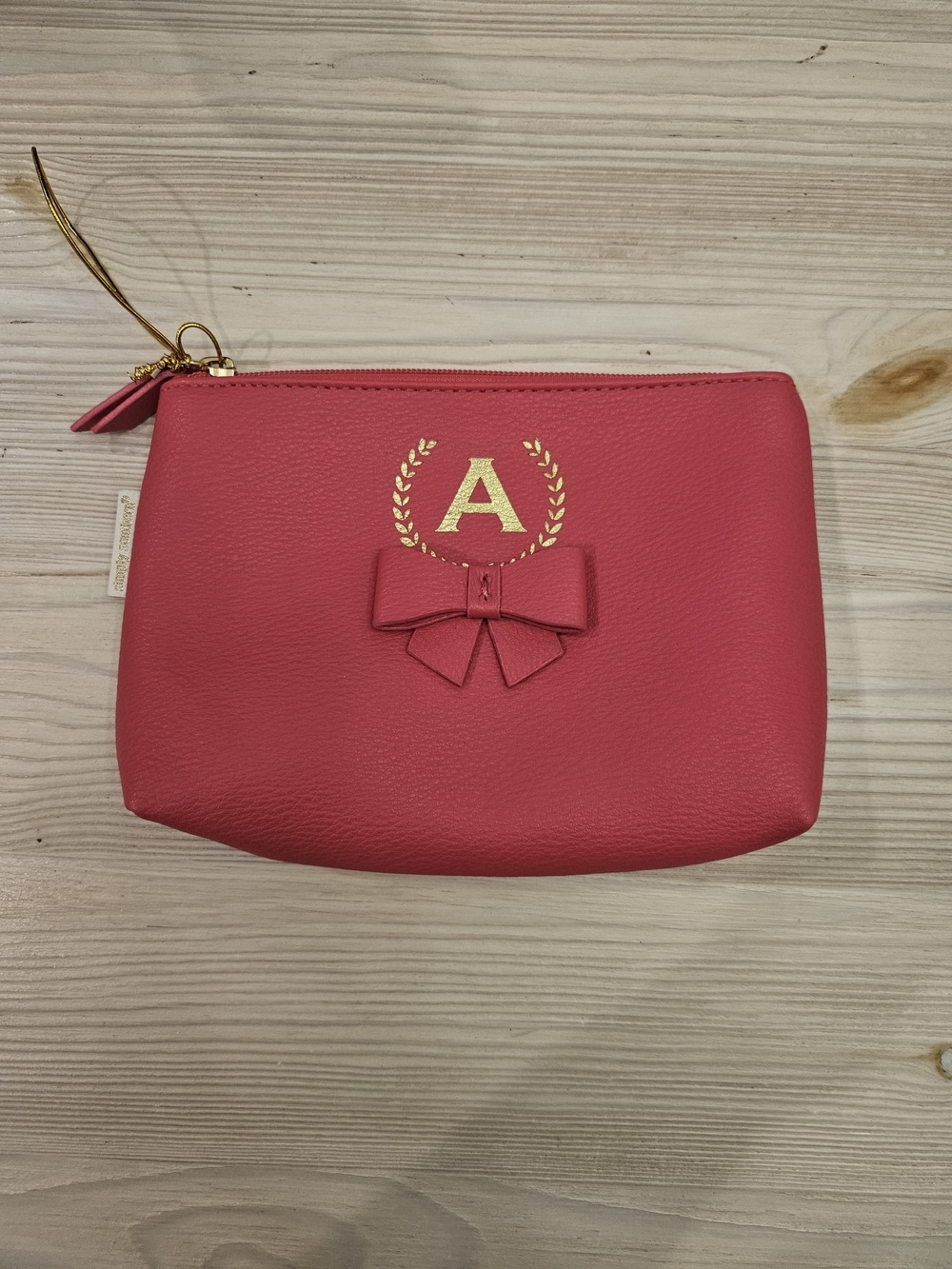 Simply Southern Pink Monogram 'A' Cosmetic Pouch with Bow
